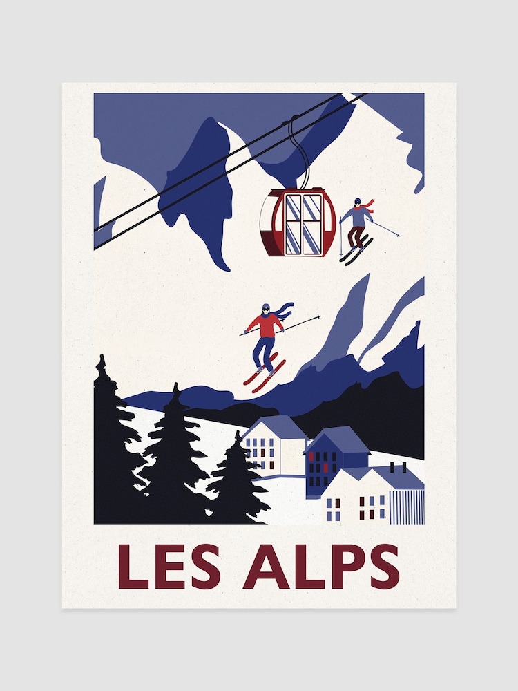Joules Blue Alpine Apres Print Wall 40 x 50cm Art - Image 1 of 2