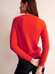 Boden Red Eva Cashmere Crew Neck Jumper - Image 3 of 7