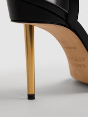 Reiss Black Sophia Italian Leather Strappy Heels - Image 5 of 8