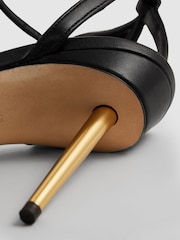 Reiss Black Sophia Italian Leather Strappy Heels - Image 6 of 8