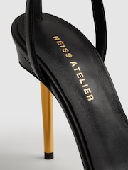 Reiss Black Sophia Italian Leather Strappy Heels - Image 7 of 8
