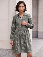 Roman Green Denim Jacquard Dress - Image 1 of 4