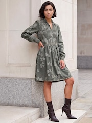 Roman Green Denim Jacquard Dress - Image 3 of 4