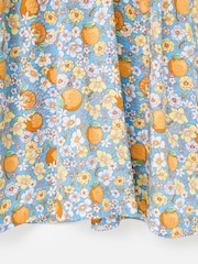 Oliver Bonas Blue Blue Floral & Orange Print Puff Sleeve Midi Dress - Image 7 of 7