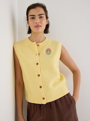 Oliver Bonas Yellow Yellow Button Up Knitted Waistcoat - Image 1 of 7