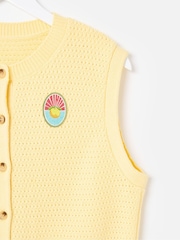 Oliver Bonas Yellow Yellow Button Up Knitted Waistcoat - Image 6 of 7