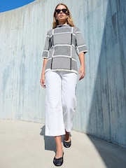 Roman Grey Check Short Sleeve Knit Jumper - Image 2 of 4