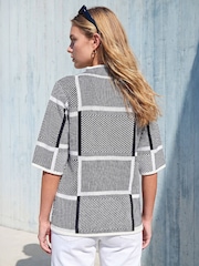 Roman Grey Check Short Sleeve Knit Jumper - Image 3 of 4