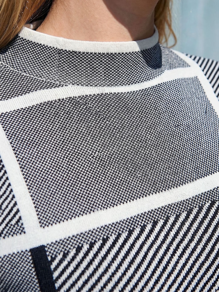 Roman Grey Check Short Sleeve Knit Jumper - Image 4 of 4