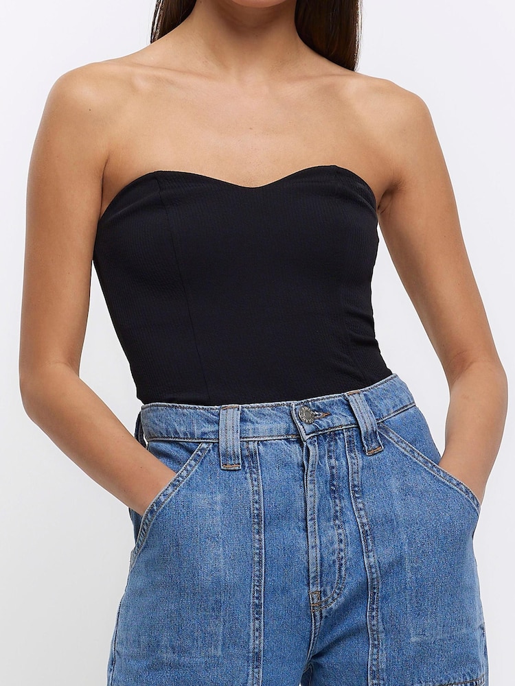 River Island Black Bandeau Top - Image 1 of 5