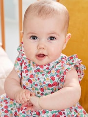 JoJo Maman Bébé White Pretty Strawberry Print Bubble Baby Romper - Image 3 of 5