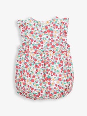 JoJo Maman Bébé White Pretty Strawberry Print Bubble Baby Romper - Image 4 of 5