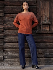 Roman Brown Batwing Hotfix Jumper - Image 3 of 4