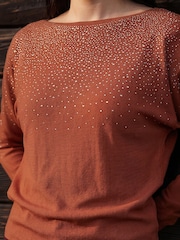 Roman Brown Batwing Hotfix Jumper - Image 4 of 4
