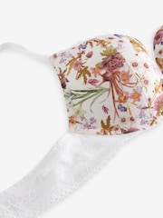 White Botanical Floral Print Lace Bra - Image 7 of 7