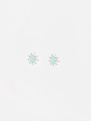 Oliver Bonas Blue Cyra Sun Silver Opalite Stud Earrings - Image 1 of 4