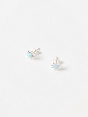 Oliver Bonas Blue Cyra Sun Silver Opalite Stud Earrings - Image 2 of 4