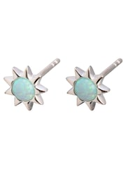 Oliver Bonas Blue Cyra Sun Silver Opalite Stud Earrings - Image 3 of 4