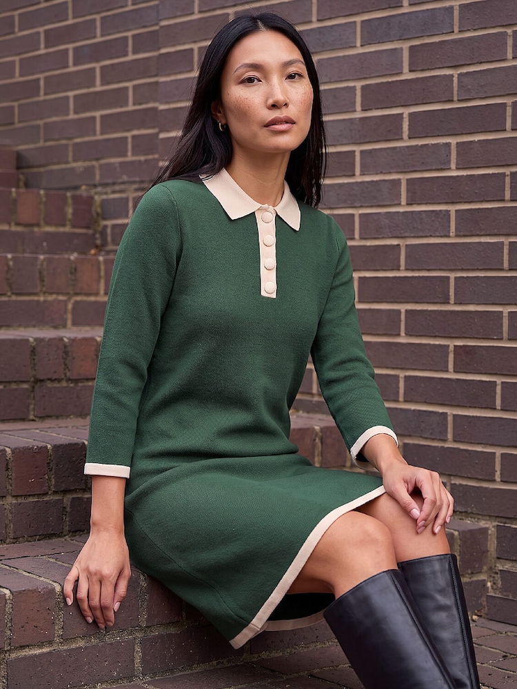 Yaşıl - Roman Düyməli Trikotaj Dress - 4şəkildən 1 şəkil Yaşıl - Roman Düyməli Trikotaj Dress - 4şəkildən 1 şəkil