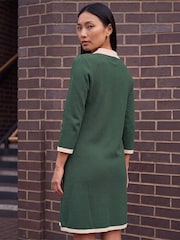 Yaşıl - Roman Düyməli Trikotaj Dress - 4şəkildən 3 şəkil