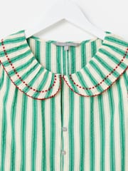 Oliver Bonas Green Striped Seersucker Collar Sleeveless Blouse - Image 5 of 7