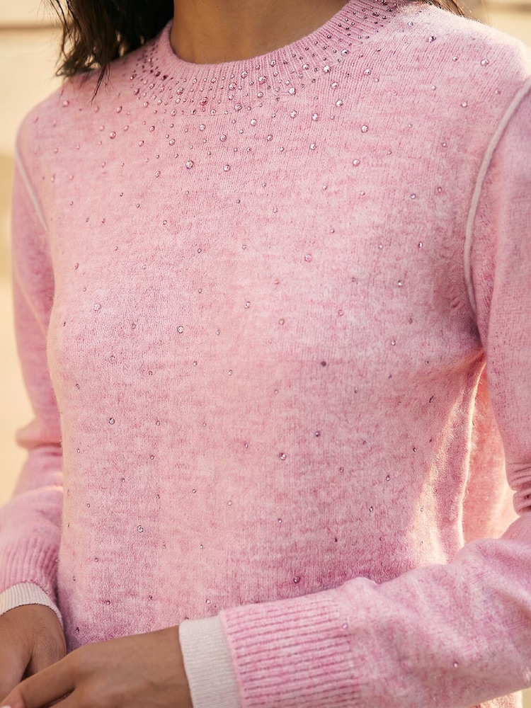 Roman Pink Embellished Knit Jumper - Image 4 of 4