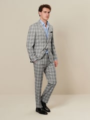 Light Grey Tailored Fit Textured Suit: Jacket - Image 2 of 9