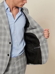 Light Grey Tailored Fit Textured Suit: Jacket - Image 4 of 9