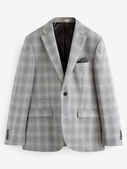 Light Grey Tailored Fit Textured Suit: Jacket - Image 5 of 9