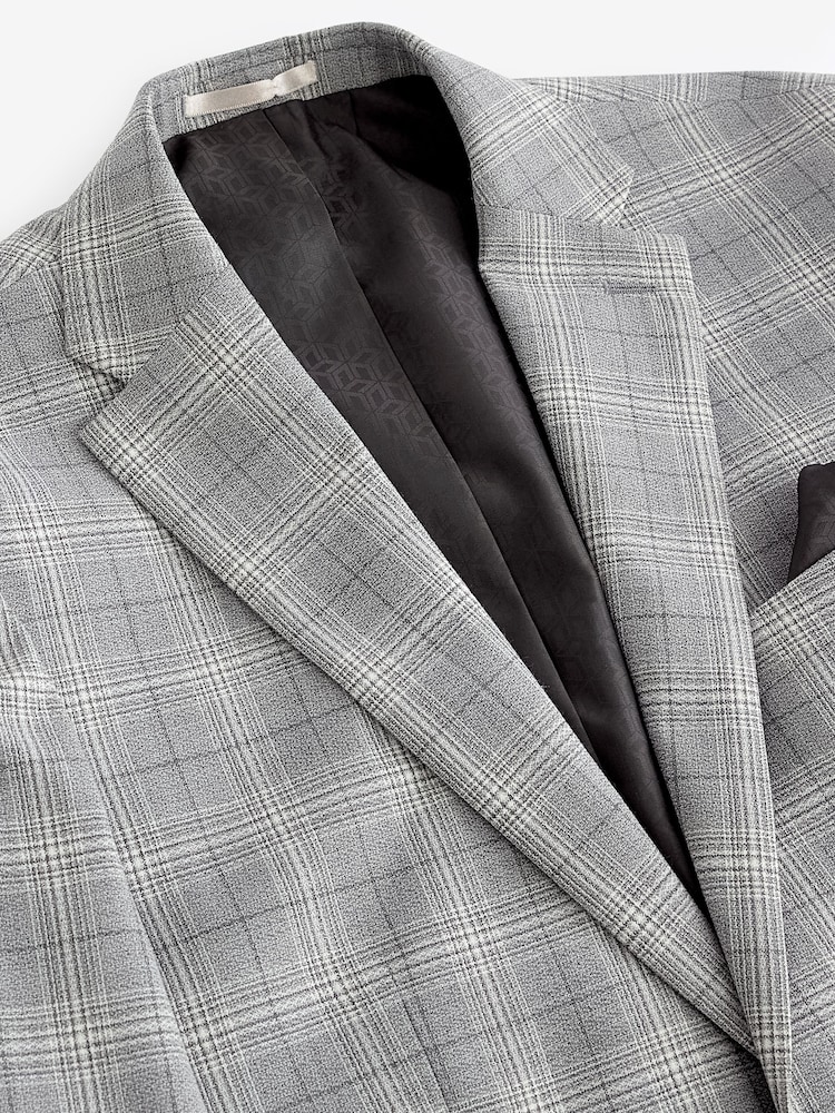 Light Grey Tailored Fit Textured Suit: Jacket - Image 9 of 9