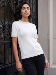 Roman White Embellished Trim Top - Image 1 of 4