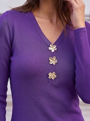 סגול - Roman Button Knitted Dress - תמונה 4 מתוך 4