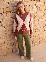 Roman Orange Argyle Knit Jumper - Image 3 of 4