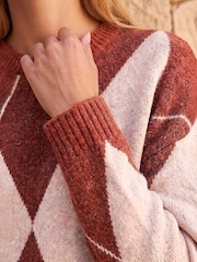 Roman Orange Argyle Knit Jumper - Image 4 of 4