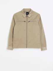 River Island Natural Regular Zip Up Shacket - Image 4 of 5