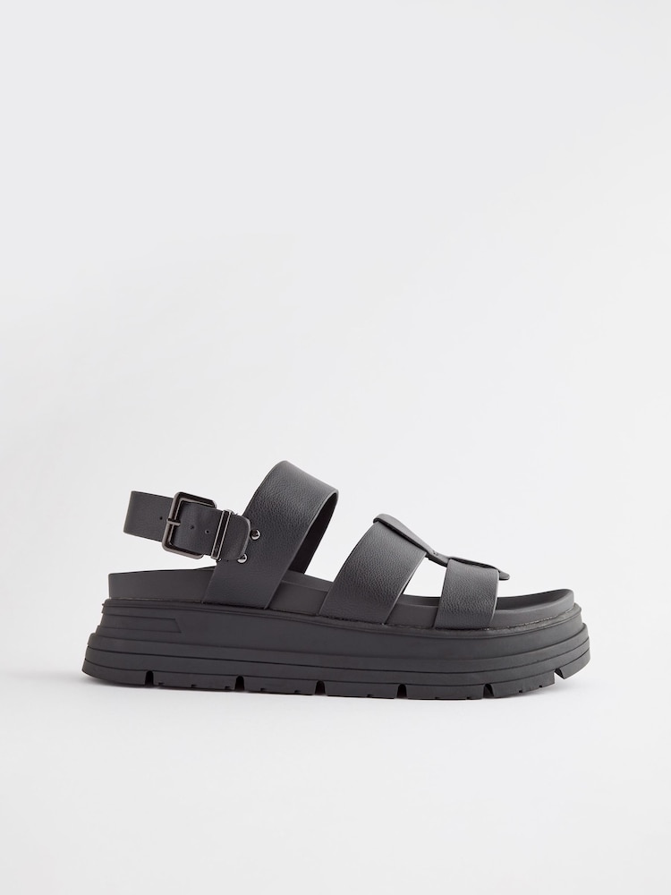 Black Gladiator Chunky Platform Sandals - Image 5 of 9