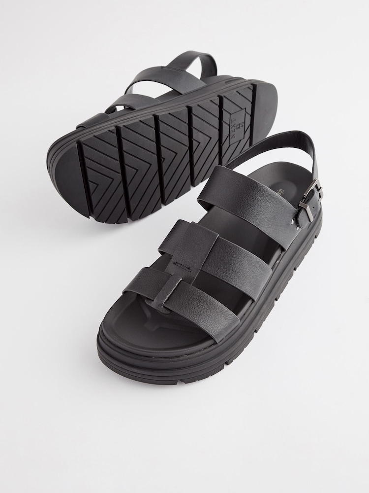 Black Gladiator Chunky Platform Sandals - Image 6 of 9