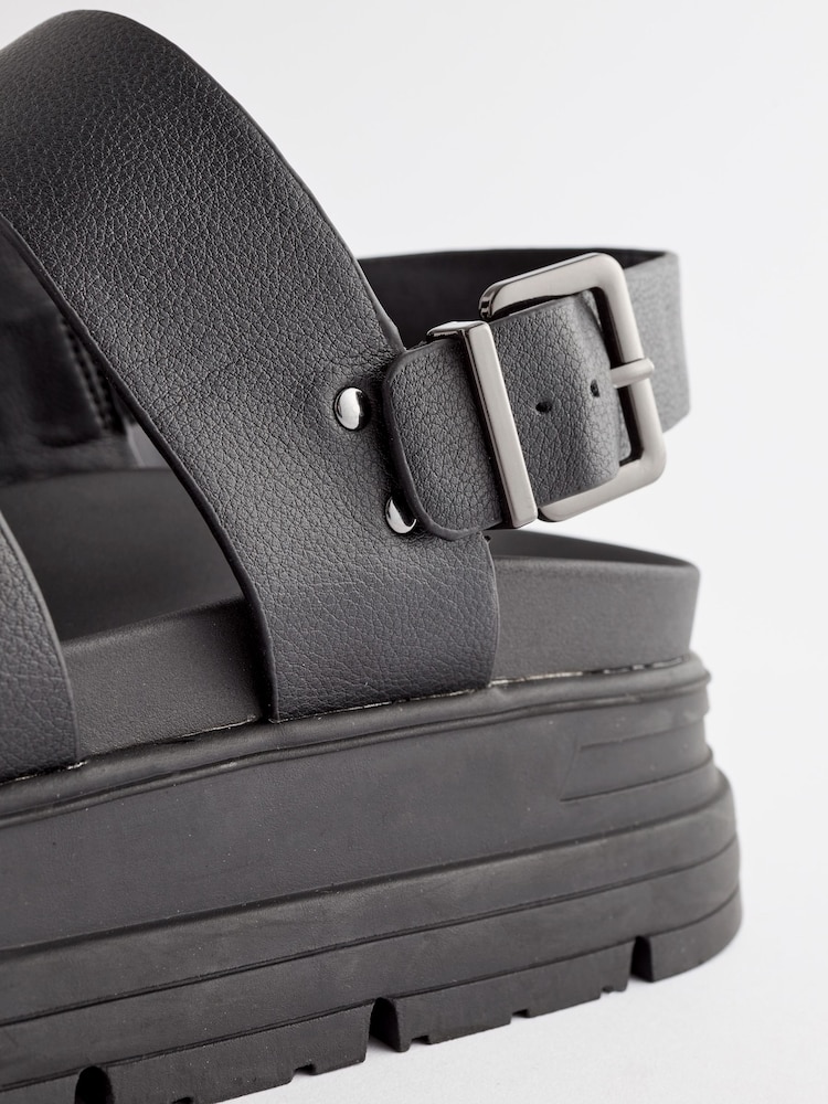 Black Gladiator Chunky Platform Sandals - Image 8 of 9