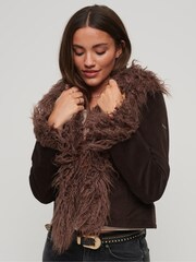Superdry Brown Crop Quilted Lined Afghan Jacket Coat - Image 1 of 7