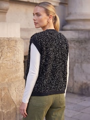Roman Black Fluffy Waist Coat - Image 2 of 4