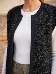 Roman Black Fluffy Waist Coat - Image 4 of 4