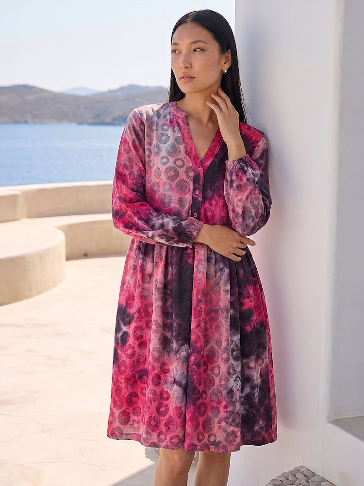 Roman Pink Animal Shirt Dress - Image 1 of 4