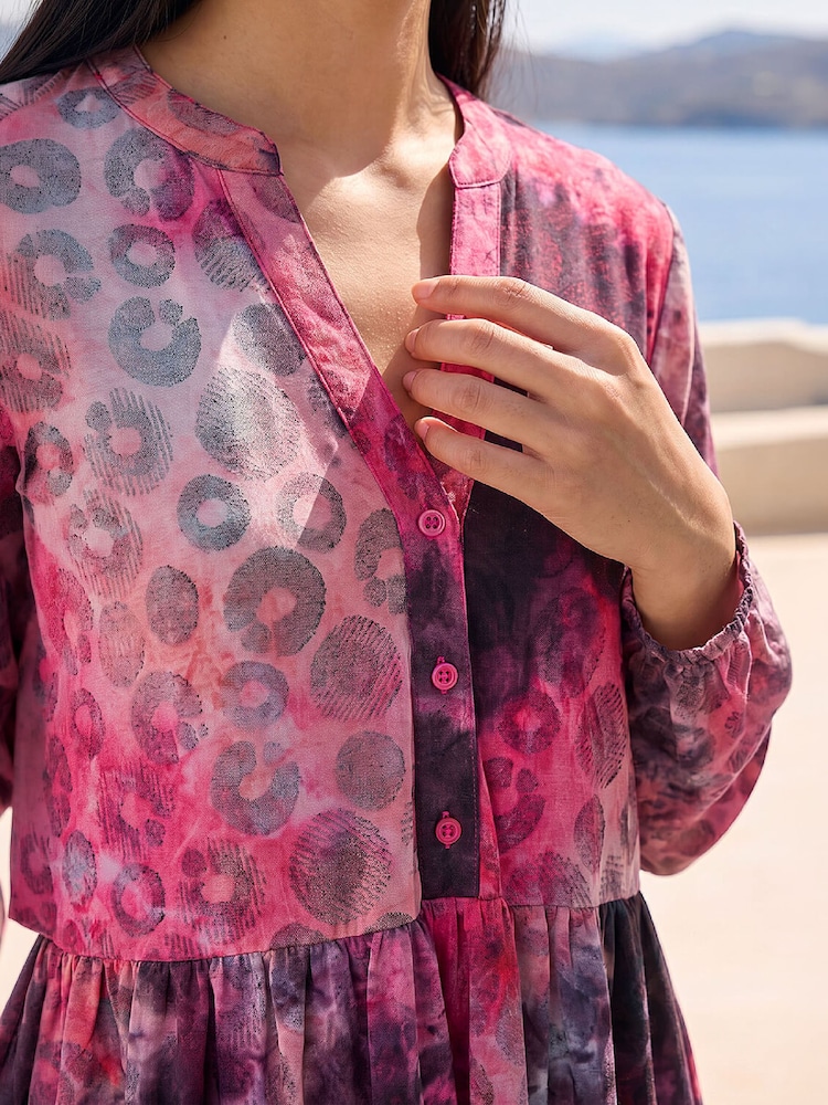 Roman Pink Animal Shirt Dress - Image 4 of 4