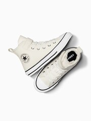 Converse White Easy On Leather Fleece Lined Junior Trainers - Image 6 of 9