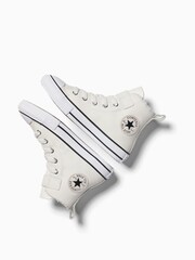 Converse White Easy On Leather Fleece Lined Junior Trainers - Image 7 of 9