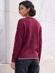 Roman Red Contrast Stitch Bow Knit Jumper - Image 4 of 4
