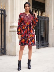 Roman Orange Embroidery Panel Dress - Image 2 of 4