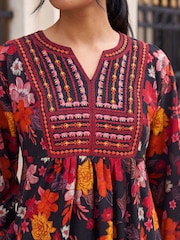 Roman Orange Embroidery Panel Dress - Image 4 of 4