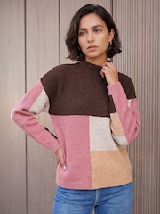 Roman Brown Colour Block Jumper - Image 1 of 4