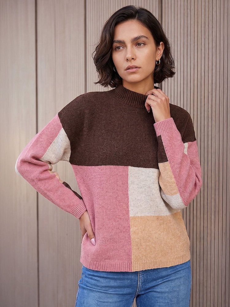 Roman Brown Colour Block Jumper - Image 1 of 4
